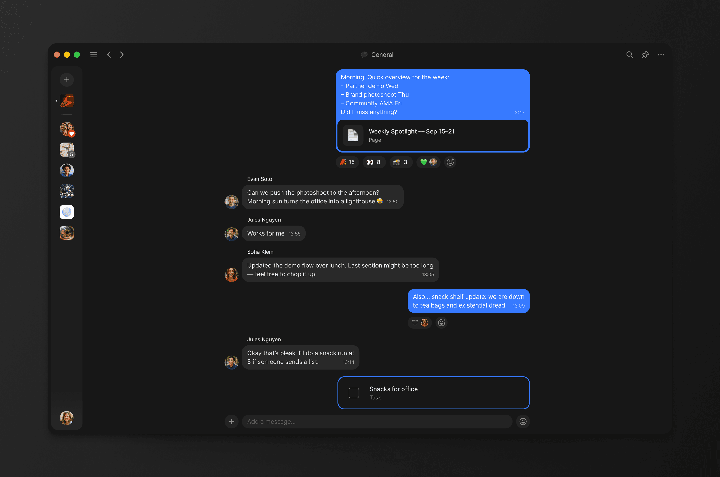 Anytype chat UI