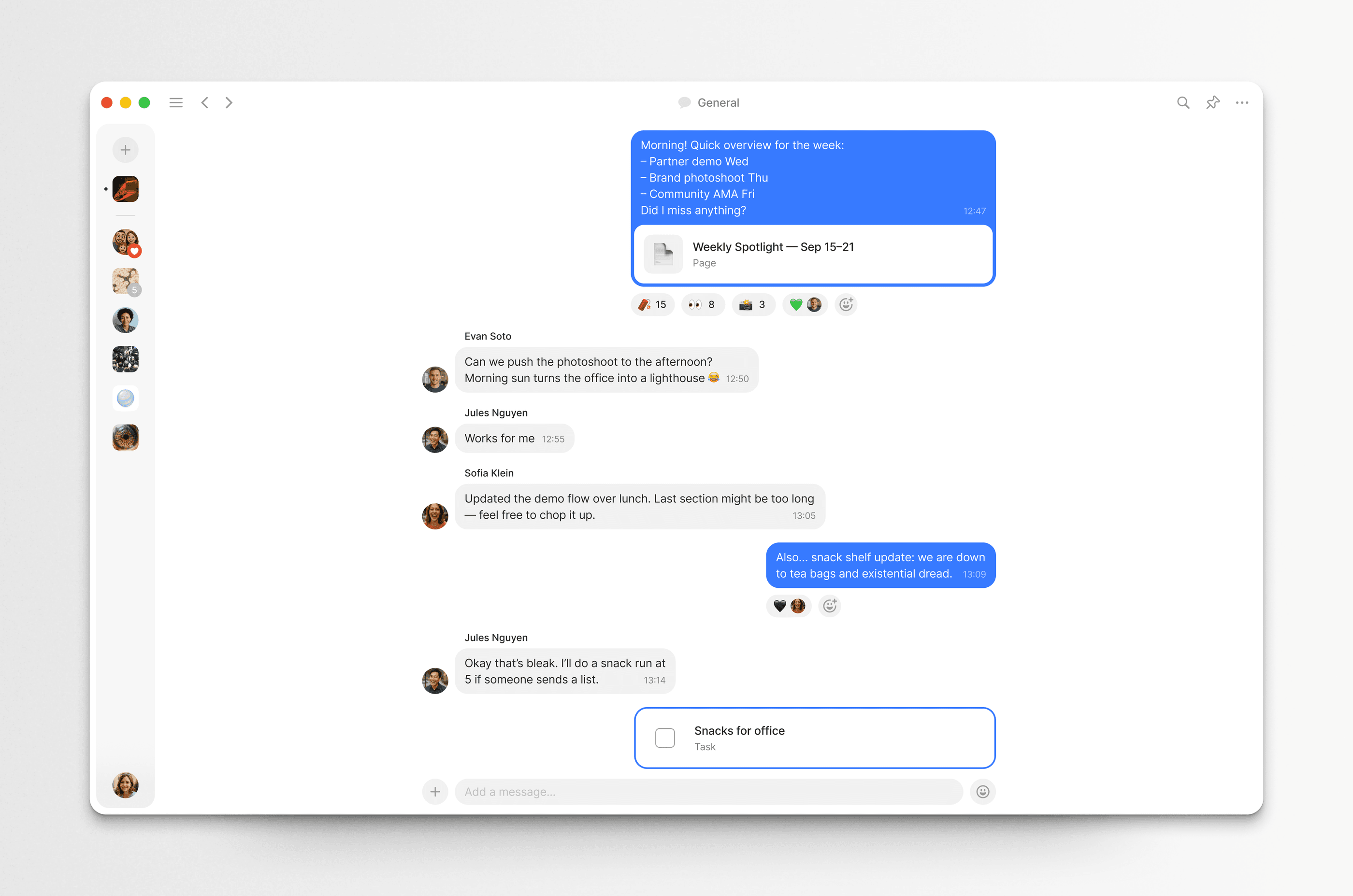 Anytype chat UI
