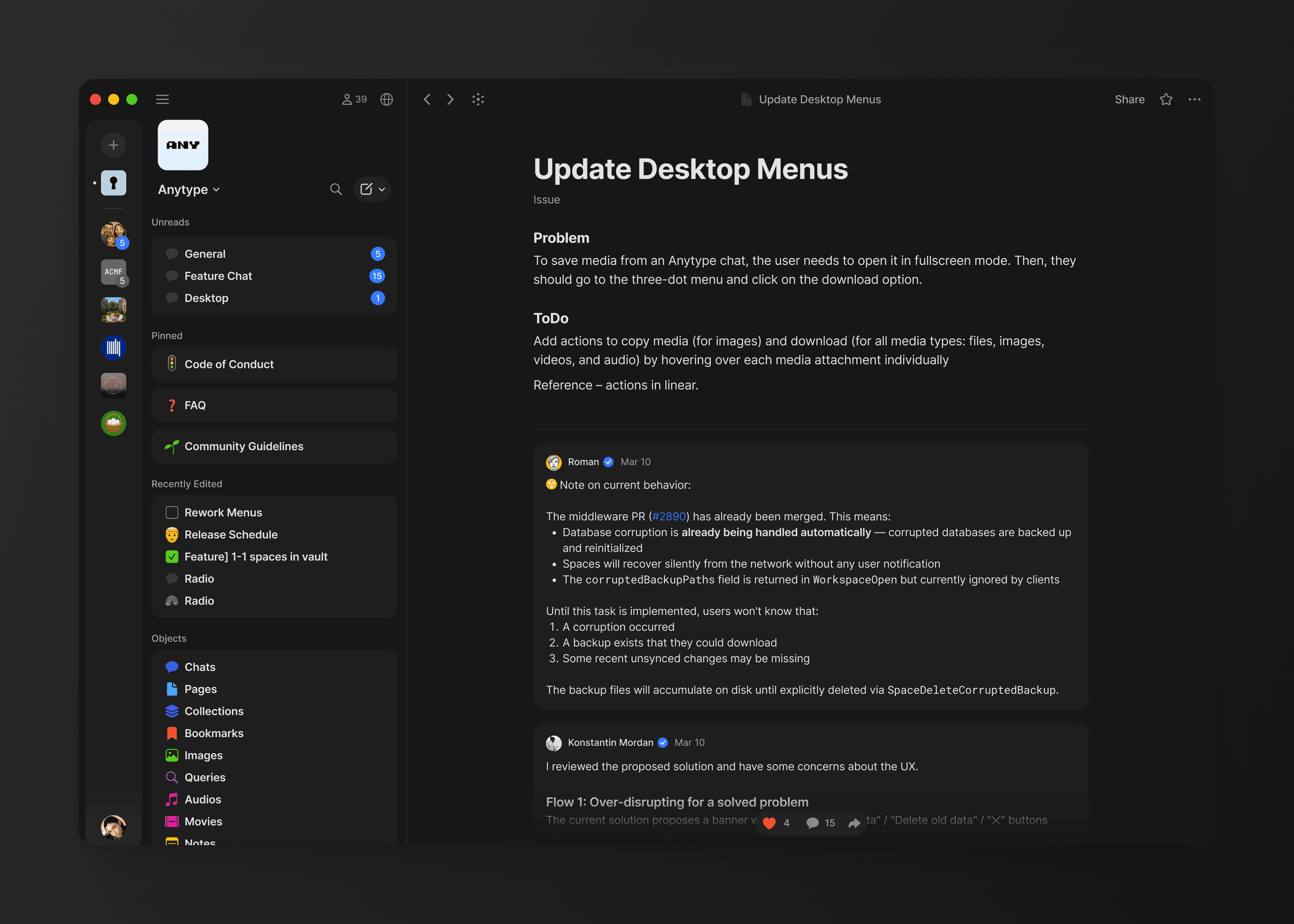 Anytype desktop discussions