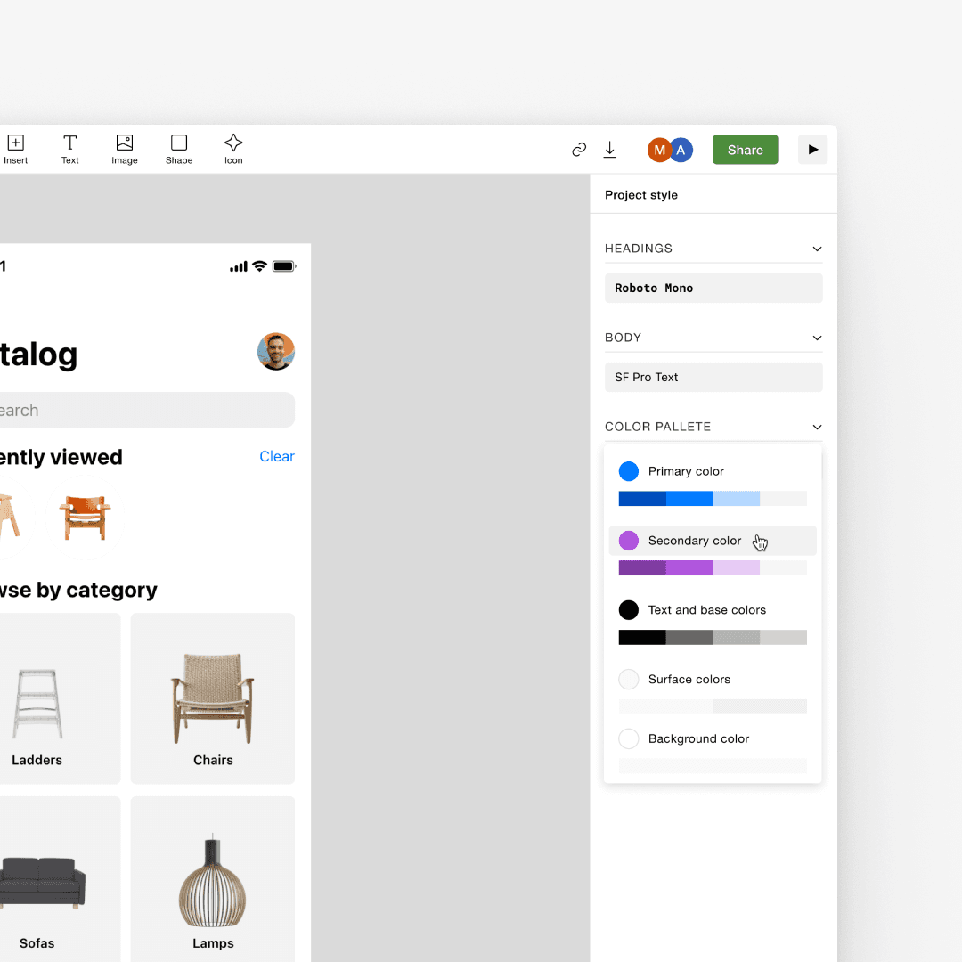 Stage Canva pivot color palette